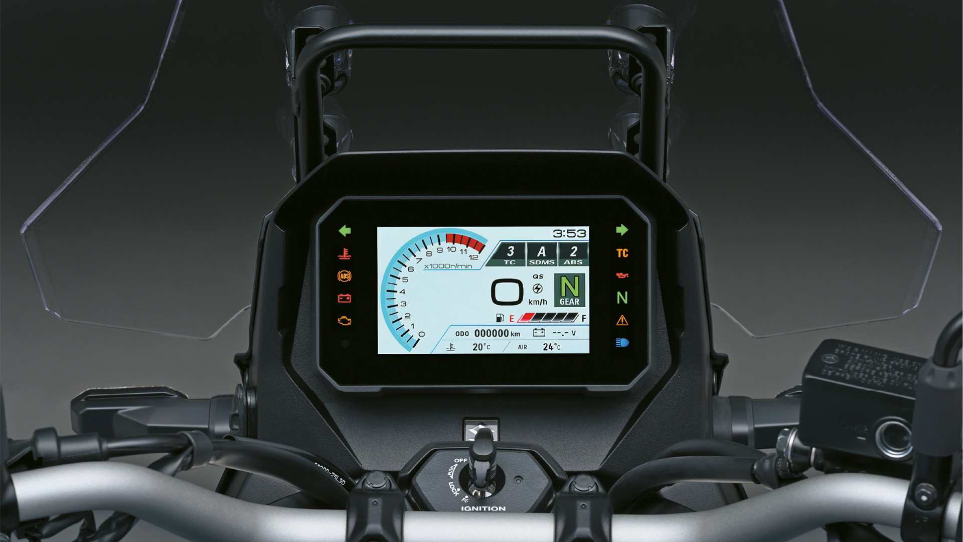 Painel TFT colorido 5″, USB e iluminação full LED